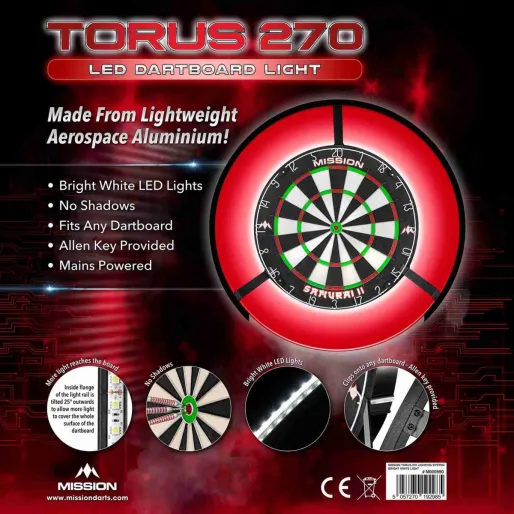 Mission Torus 270 Light - Beleuchtung für Sisal Dartboard - Silver