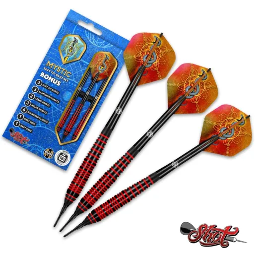 Shot Soft Darts Value Range - Mystic - Red Plated Brass - 18g