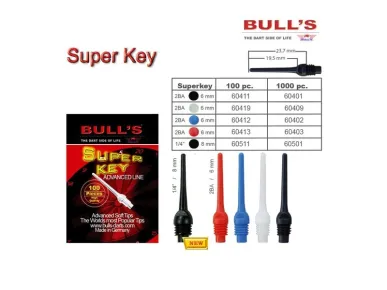 Bull's Spitzen mit großem Gewinde - 1/4 Super Key - 30 Stück